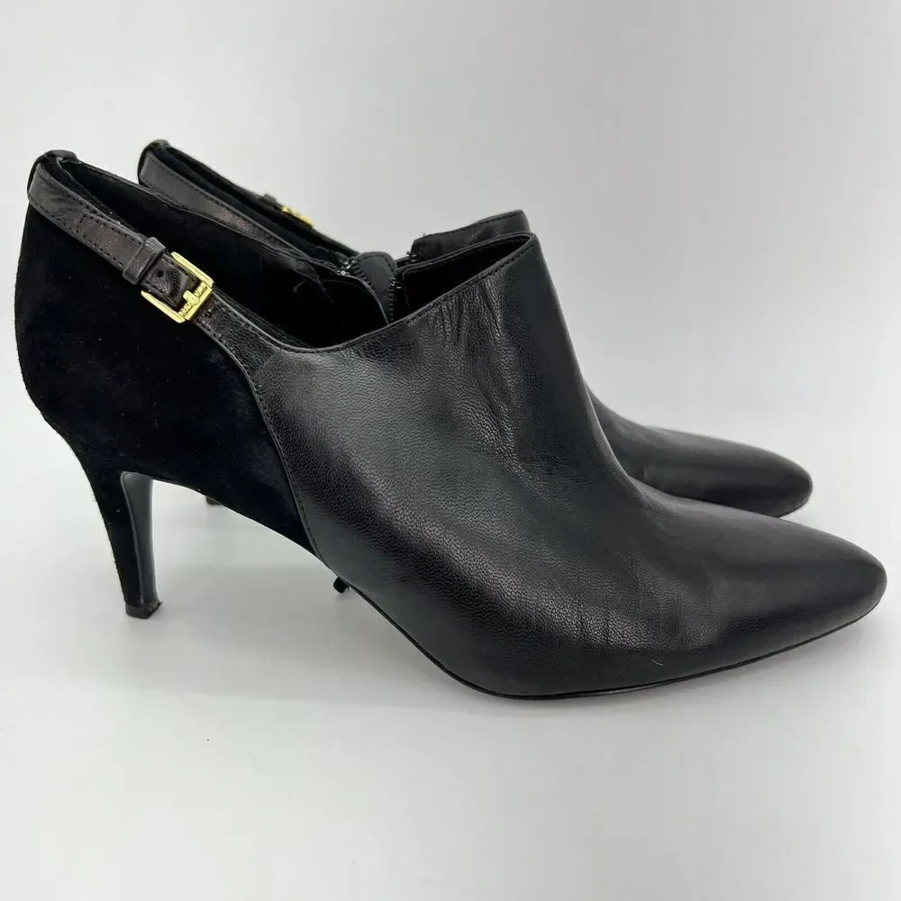 Lauren Ralph Lauren Womens Pabla Leather Pointed Toe Ankle Boots Black Size 9.5B